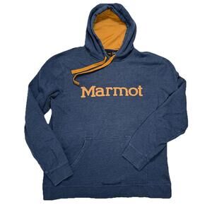 Marmot Mens XL Extra Large Hoodie Hooded Sweatshirt Pull Over Logo Spell Out